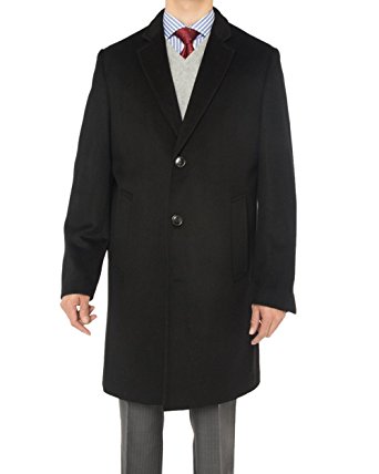 Luciano Natazzi Men's Cashmere Wool Overcoat Knee Length Trench Coat Topcoat