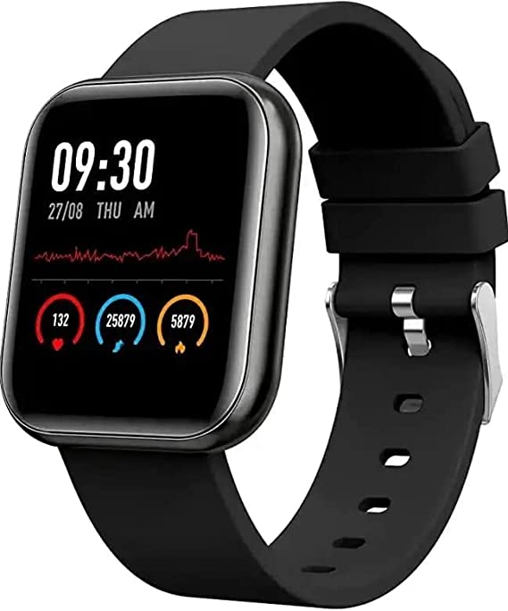 Mi Smart Watch - ID116 Plus Bluetooth 1.3" LED with Blood Oxygen Monitoring, Continuous Heart Rate Sensor, Full Touch Screen, Daily Activity Tracker, BP Monitor, Android Sports (Black)