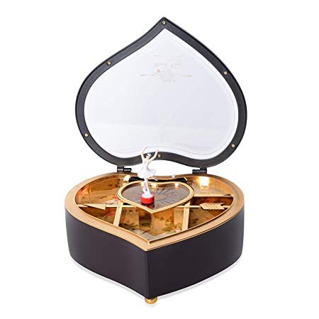 Shop LC Delivering Joy Brown Heart Shaped Rotating Dancer Ballerina Figurine Musical Jewelry Box