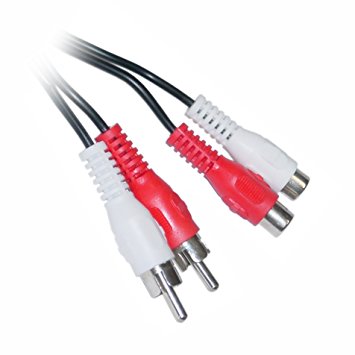 C&E 2 RCA Male to RCA Female Audio Extension Cable 12 Feet (Red & White), CNE63133