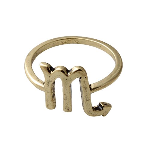 SENFAI 12 Zodiac Sign Constellation Finger Ring Antique Bronze Color Horoscope Astrology Disc Ring