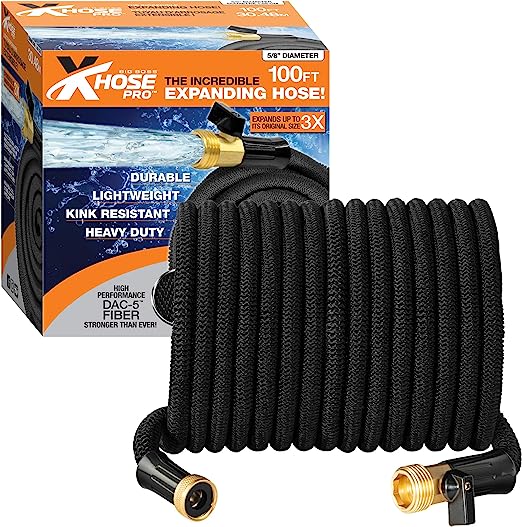 X-Hose Pro Expandable Garden Hose 100 Ft Water Hose, Flexible Garden Hose, Heavy Duty Lightweight Retractable Weatherproof, Crush Resistant Fittings, Kink Free Expandable Hose as Seen on TV