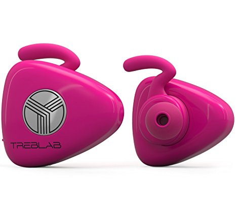 TREBLAB X11, Truly Wireless Bluetooth Earbuds, Best Sports Headphones Made For Running, Workout And Travel. True HD Sound, Secure-Fit, IPX4 Sweat-Proof, Noise Cancelling Headset w/ Mic (hot pink)