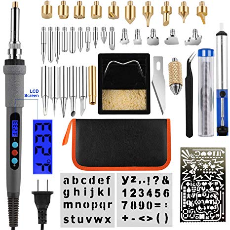 JYL LCD Wood Burning Kit, Pyrography Pen with Various Temperature Control, Wood Burner Craft Tool for Wood Burning, Soldering, Carving, Embossing 43Pcs