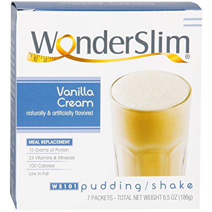 WonderSlim High Protein Meal Replacement Weight Loss Shake/Low-Carb Diet Shakes & Pudding Mix (15g Protein) - Strawberry Cream (7ct) - Low Carb, Low Fat, Kosher