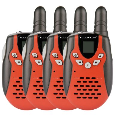 FLOUREON 22 Channel FRSGMRS 2 Way Radio 2 miles up to 3 Miles UHF Handheld Walkie Talkie Pack of 4 Red Black