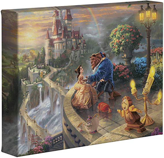 Thomas Kinkade Beauty and The Beast Falling in Love – 8" x 10" Gallery Wrapped Canvas