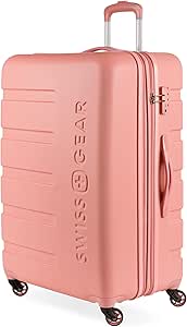 SwissGear 7366 Hardside Expandable Luggage with Spinner Wheels, Coral Almond, Checked-Large 27-Inch