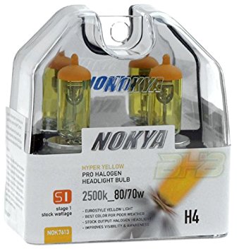 Nokya H4/HB2/9003 Hyper Yellow Halogen Light Bulb (NOK7613) (NK-Y-H4)