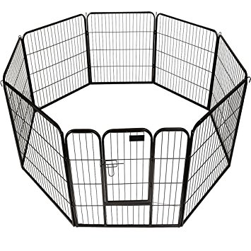 Giantex 24" 32" 40" 8 Panel Heavy Duty Pet Playpen Dog Exercise Pen Cat Fence