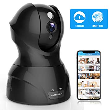 Security Camera Pet WiFi Camera - KAMTRON 1536P Indoor Wireless IP Camera Full HD 3MP Home Video Surveillance System with IR Night Vision, Motion Detection and Two-Way Audio - Cloud Storage