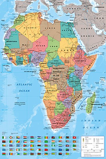 Poster Service Africa Map Poster, 24-Inch by 36-Inch