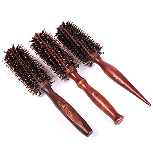 Healthcom 3 in 1 Premium Boar Bristle Brush Natural Boar Bristle Round Styling Hair Brush Anti Static Hair Drying Styling Curling Hair Brush