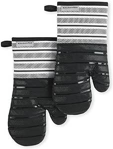 KitchenAid Albany Oven Mitt 2-Pack Set, Onyx Black, 7"x13"