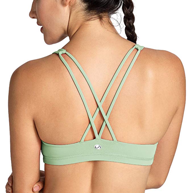 CRZ YOGA Women's Cross Back Wirefree Removable Cups Longline Yoga Sports Bra