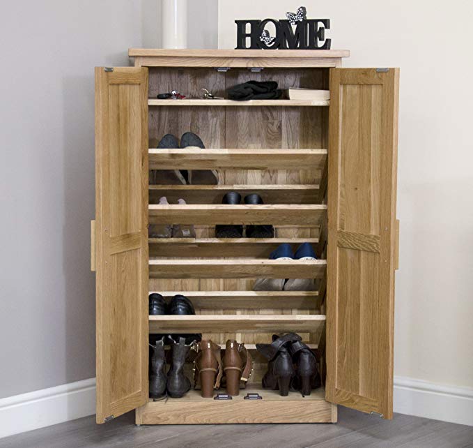 Arden Solid Oak Furniture Hallway Shoe Cupboard Cabinet Rack