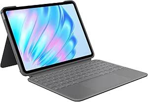 Logitech Combo Touch pour iPad Air 11 pouces (M2), iPad Air (4e et 5e générations - 2020, 2022)(2024) Étui clavier - Clavier rétroéclairé amovible avec support, Clavier Français AZERTY - Gris