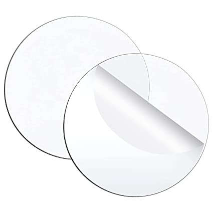 Pradory 2 Pack Clear Acrylic Sheet 1/4'' Thick, Acrylic Plexiglass Round 8 Inch Diameter, Acrylic Sheet Cake Disc, Plexiglass Table Top,Round Acrylic Backdrop for DIY Project, Picture Frame