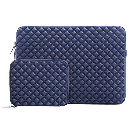 Mosiso Protective Laptop Sleeve for 15 Inch New MacBook Pro with Touch Bar A1707 2017/2016, Also Fit 14 Inch Notebook with Small Case, Shock Resistant Diamond Foam Water Repellent Lycra, Navy Blue