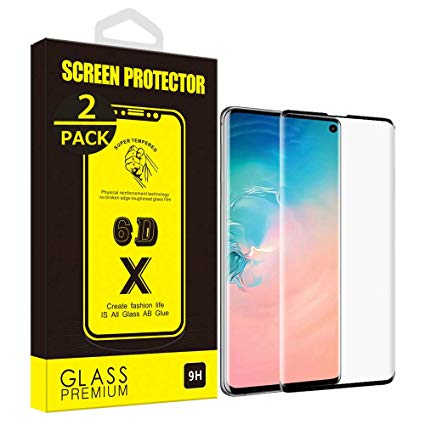 [2 Pack] Yoyamo G912 Screen Protector for Samsung Galaxy S10 Plus- Full Coverage- Anti-Bubble, Black