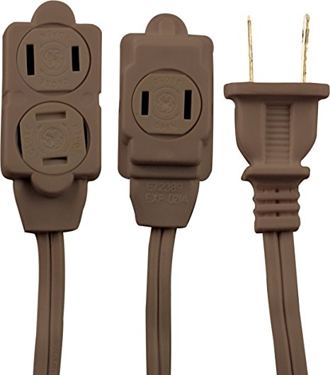 GE 12-Feet Indoor Extension Cord with Tamper Guard, Brown 51952