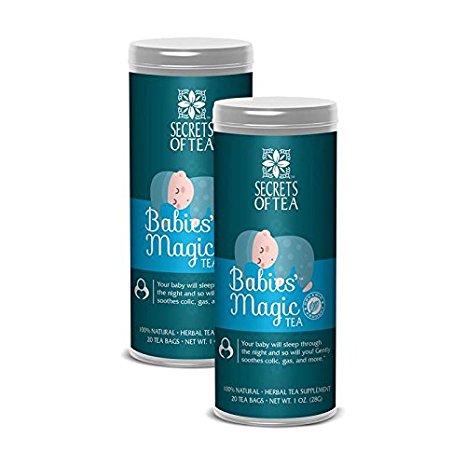 Secrets of Tea Baby Colic Babies' Magic Tea – Organic, Natural, Safe – Calming & Soothing Relief for Baby Acid Reflux, Gas, Colic – Your Baby Will Sleep Thru the Night Guaranteed – 2 Pack
