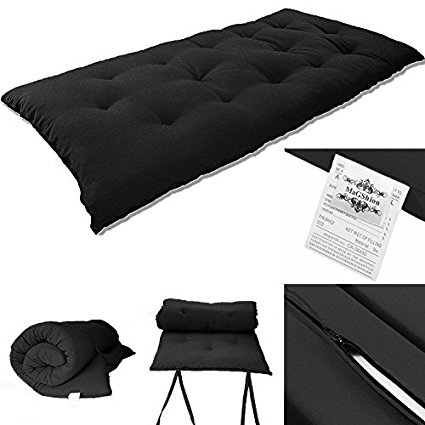 3" Single Size(3"x27"x80") Tatami Floor Mat- Japanese Bed, Rolling Bed, Thai Massage Bed, Mattresses (Black)