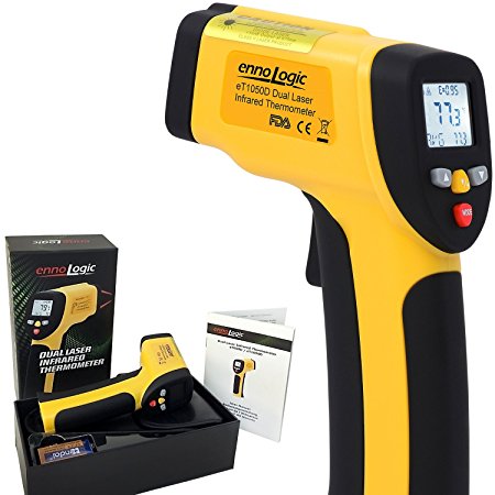 Temperature Gun by ennoLogic - Accurate High Temperature Dual Laser Infrared Thermometer -58°F to 1922°F - Digital Surface IR Thermometer eT1050D - NIST Traceable