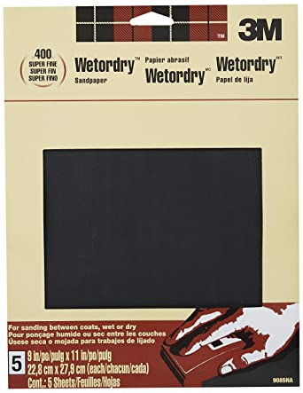 3M Wetordry Sandpaper, 9-Inch by 11-Inch, Super Fine 400 Grit, 5-Sheet