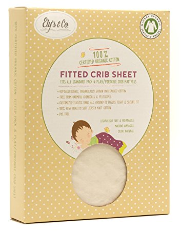 100% Organic Jersey Cotton Knit GOTS Certified Dye Free Pack n Play sheet Natural Color for Baby Girl or Baby Boy by Ely's & Co. (playard, 1 Pack)