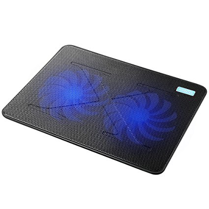 AVANTEK 15.6"-17" Ultra Slim Laptop Cooling Pad Cooler 2 Quiet Fans Laptop Chill Mat with Dual USB Ports and LED Lights, CP172 (2 Fans)