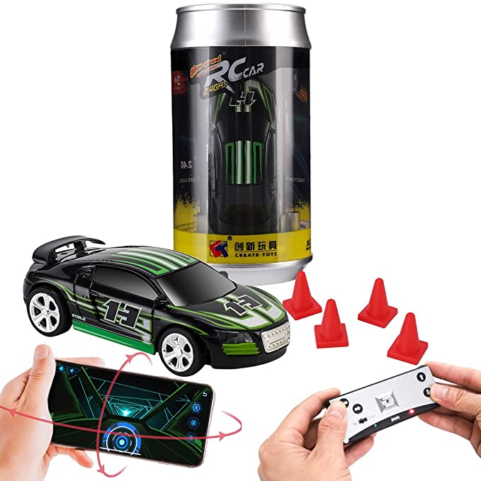 Remote Control car, Gravity Sensor Control, Remote Control, Mobile Phone Control 3 Modes of RC Car, Creative Coke can Pocket Racing, 2.4G (Black)
