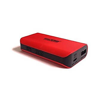 DE 5,200mah 2.1A Powerbank - Portable Smartphone / Tablet Battery Charger with Flashlight - Red Base Black Trim (In Retail Packaging)