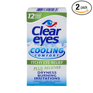 Clear Eyes Cooling Comfort - #1 Selling Brand of Eye Drops - Relieves Dryness, Burning, Redness, and Irritations - Up to 12 Hours of Soothing Comfort - 0.5 Fl Oz (Pack of 2)