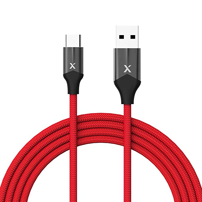 Xcentz USB Type C Cable 6ft, USB C to USB A Fast Charging Cable, Premium Nylon Braided Charger Cord for Galaxy Note 8/S8/S8 /S9, MacBook, Sony XZ, LG V20/G5/G6 and More (6ft; Red)