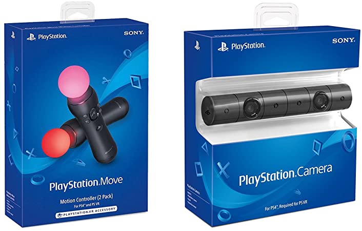 Sony Playstation VR PSVR Camera and 2 Pack Move Motion Controllers PS4