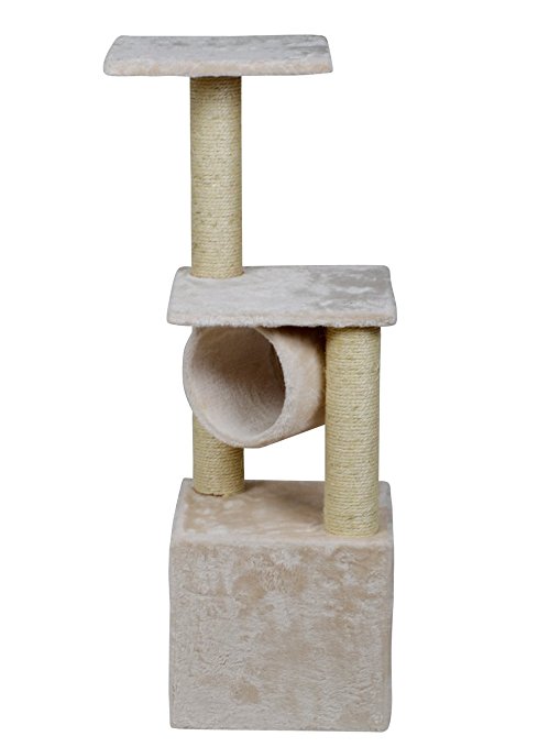 TMS 36" Deluxe Cat Tree Level Condo Furniture Scratcher Scratching Post Kittens Pet Play House with Mouse Play Toy