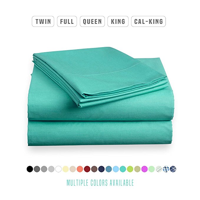 Luxe Bedding Sets - Microfiber California King Sheets Set 4 Piece, Pillow Cases, Deep Pocket Fitted Sheet, Flat Sheet Set Cal King - Turquoise