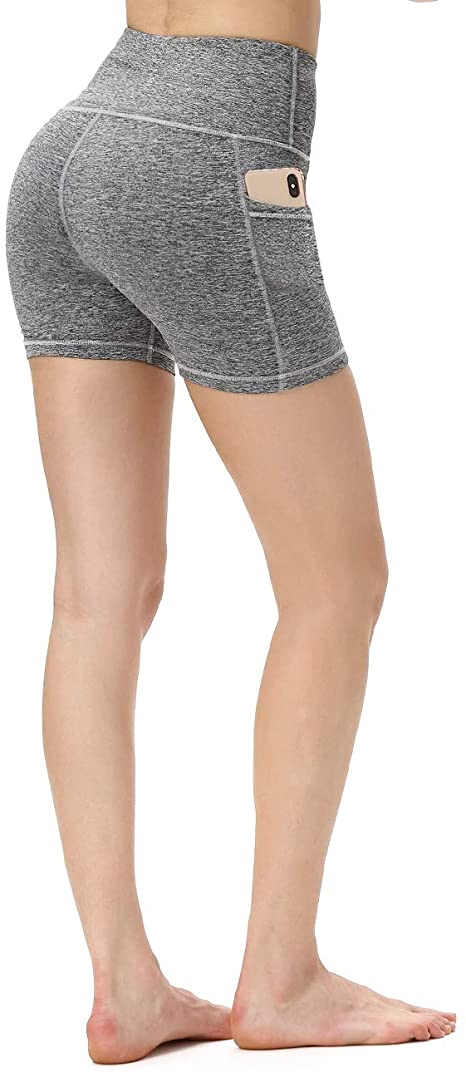 ALONG FIT Yoga Shorts for Women with Side Pockets High Waisted Running Shorts