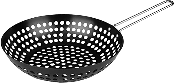 Fox Run 5459 Non-Stick Stir Fry Wok/Steamer, 17.5 x 11 x 4.5 inches, Black