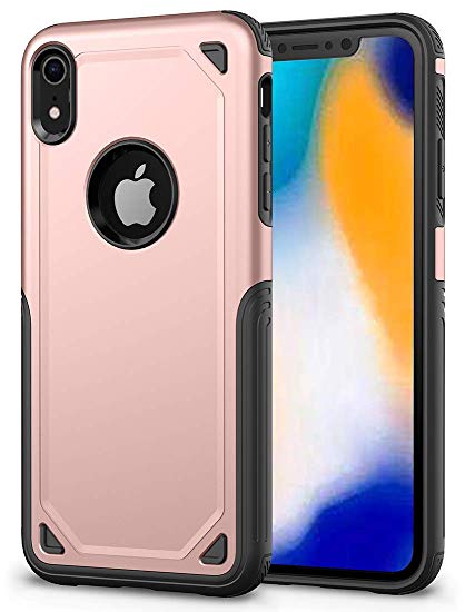 iPhone XR Case Thinkart Slim Fit Dual Layer Soft TPU and Hard PC Shock-Absorption and Anti-Scratch Case for Apple iPhone XR (6.1") (Rose Gold)
