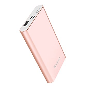 Yoobao G02 8000mAh Slim Portable Charger Power Bank External Battery Pack with Dual Input(iPhone Android),Sleek Aluminum Alloy Shell and LED Display Charge for iPhone X 8 7 6s 6 Plus and More-RoseGold