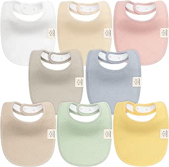 KeaBabies 8-Pack Organic Baby Bibs for Baby Girls, Baby Boys - Cotton Cloth Baby Boy Bibs,Bibs for Drooling and Teething