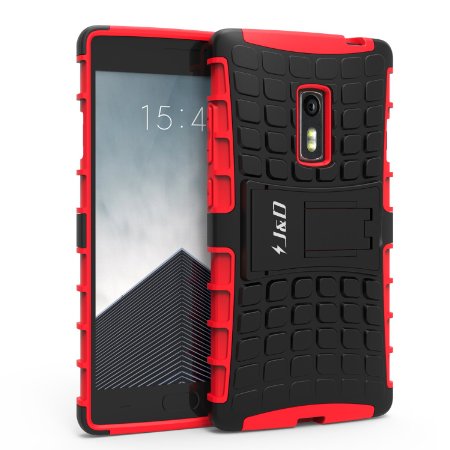 Oneplus 2 Case, J&D [Armor Protection] Oneplus 2 [KickStand] Hybrid Shock Proof Fully Protective Case for Oneplus 2 (Kickstand Red)