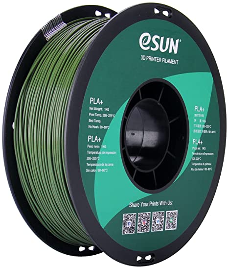 eSUN PLA Plus Filament 1.75mm, PLA Pro PLA  3D Printer Filament, Dimensional Accuracy  /- 0.03mm, 2.2 LBS (1KG) Spool 3D Printing Consumables for Most FDM 3D Printers, Olive Green