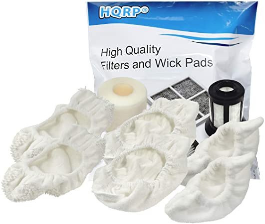 HQRP 6pcs Kit Microfiber Steam Mop Pads Bonnets Compatible with Oreck Steam-It All Purpose Steam Wand STEAM100 STEAM100LRH Steamer