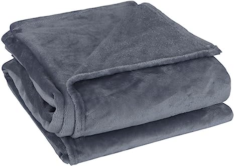 uxcell Flannel Fleece Blanket Queen Size - Soft Lightweight Plush Microfiber Bed Blanket for Sofa or Couch, Machine Washable Blankets Fleeces, Dark Gray 78x90 Inch