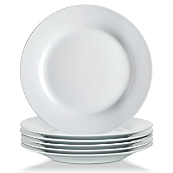 YHY 9.4-inch Porcelain Plate Set, Restaurant Dinner Plates,Bluish White,Set of 6