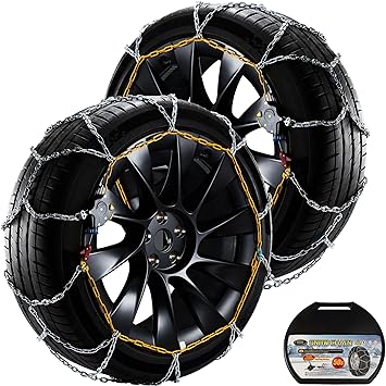 DEDC Snow Chains for Car, Snow Tire Chains for SUVs and Trucks, Auto Trac Tire Traction Wheel Chains 1 Min Quick Fit Easy Chainsaw Reusable Universal Emergency Traction Chain - Set of 2 MS1521