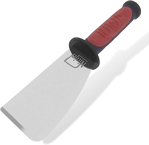 Ninja Professional Tiling Scraper Tool, Unique Curved Edge for Plastering, Decorating | Soft Grip Rubber Handle, 70mm | Stainless Steel Blade for DIY, Decoration & Bucket Scraper